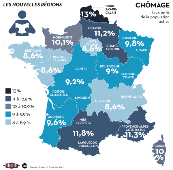 LA CARTE DU CHÔMAGE EN FRANCE.